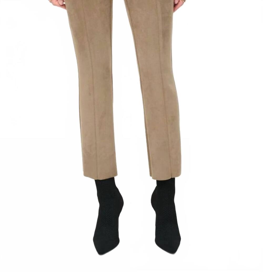 NEW JOSEPH RIBKOFF scuba suede high waist slim flared pants in java